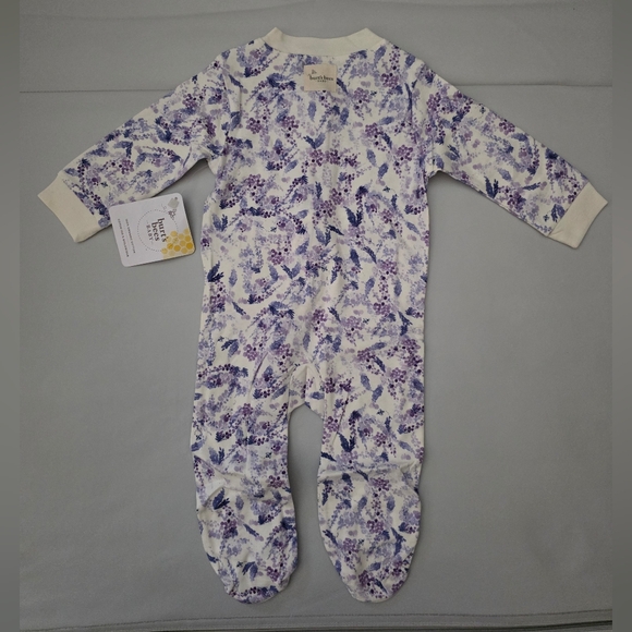 NWT Burt's Bees - Baby One Piece Sleep & Play - Wisteria - Purple/White 6-9M - Picture 2 of 5